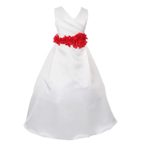 Little Girls Ivory Color Choice Sash Full Length Bridal Flower Girl Dress 2-6 - SophiasStyle.com